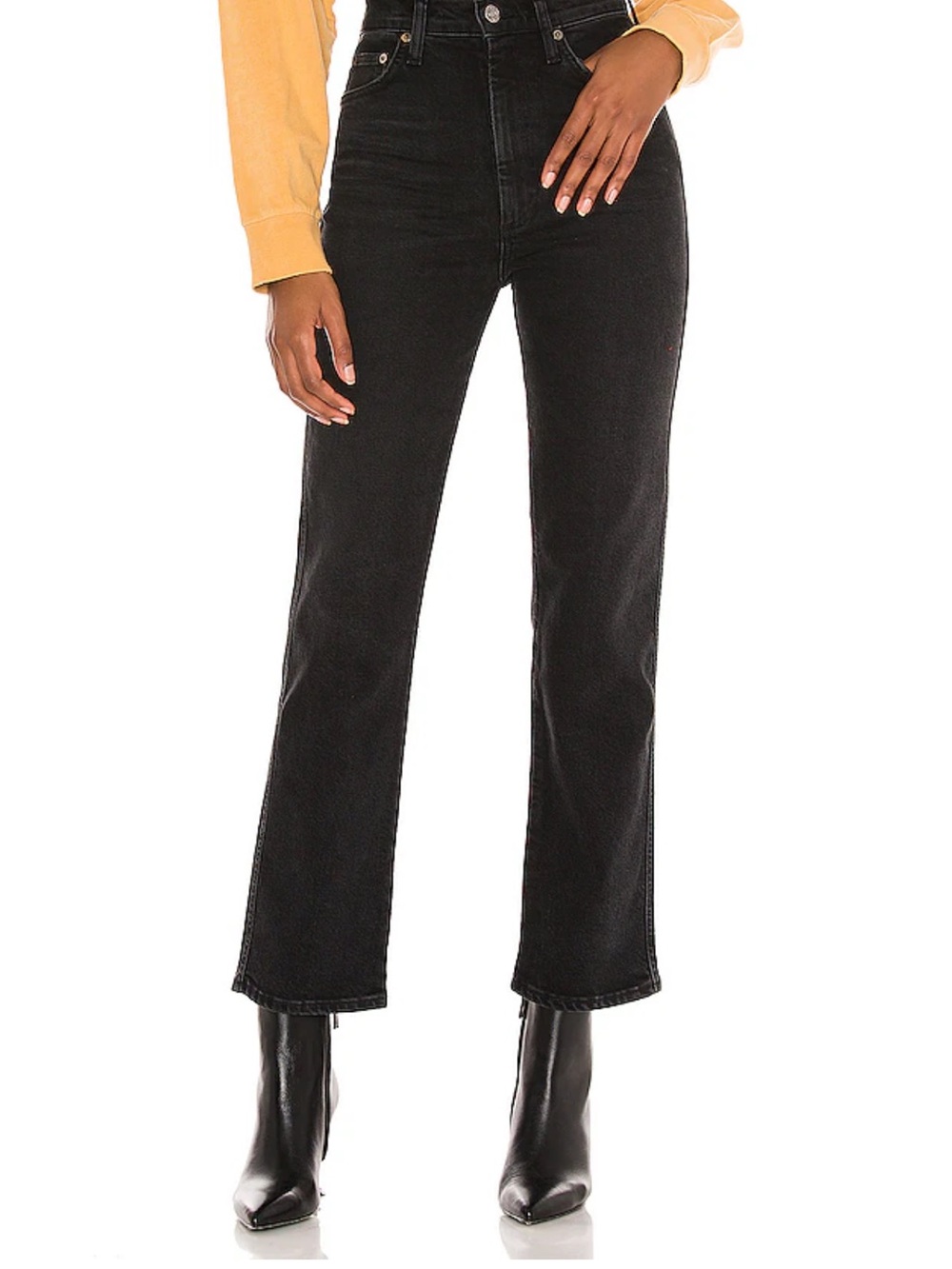 Agolde Pinch Waist High Rise Kick Flare Jeans Black